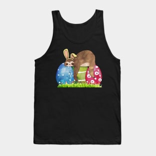 Funny Sloth Easter Day Bunny Ear Egg Easter tee Tank Top